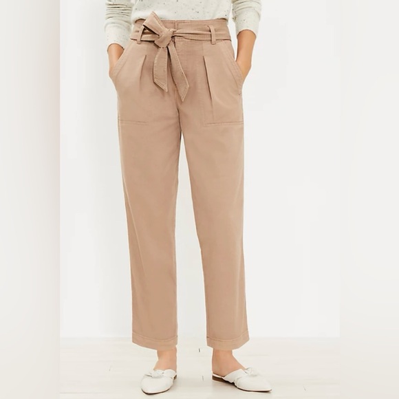 Loft Petite Tie Waist Straight Pants - Picture 2 of 6